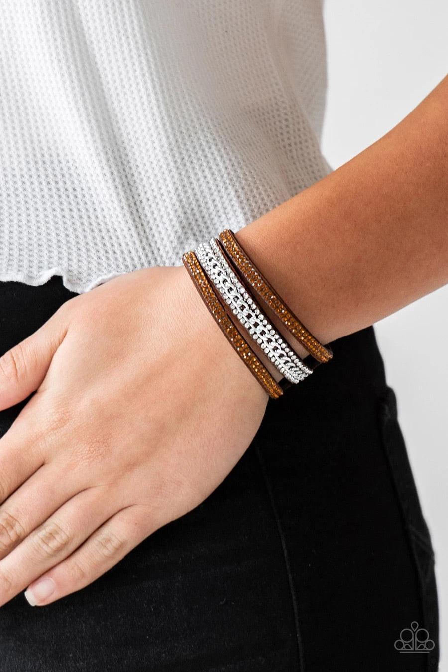 Bracelet - Rollin In Rhinestones - Brown