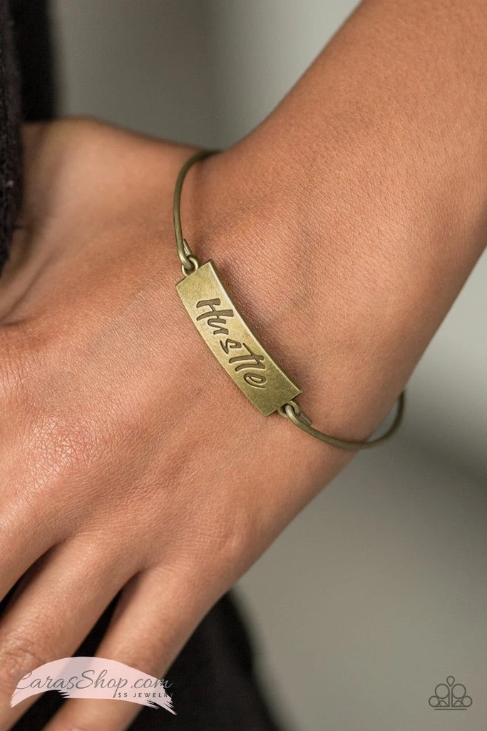 Bracelet - Hustle Hard - Brass
