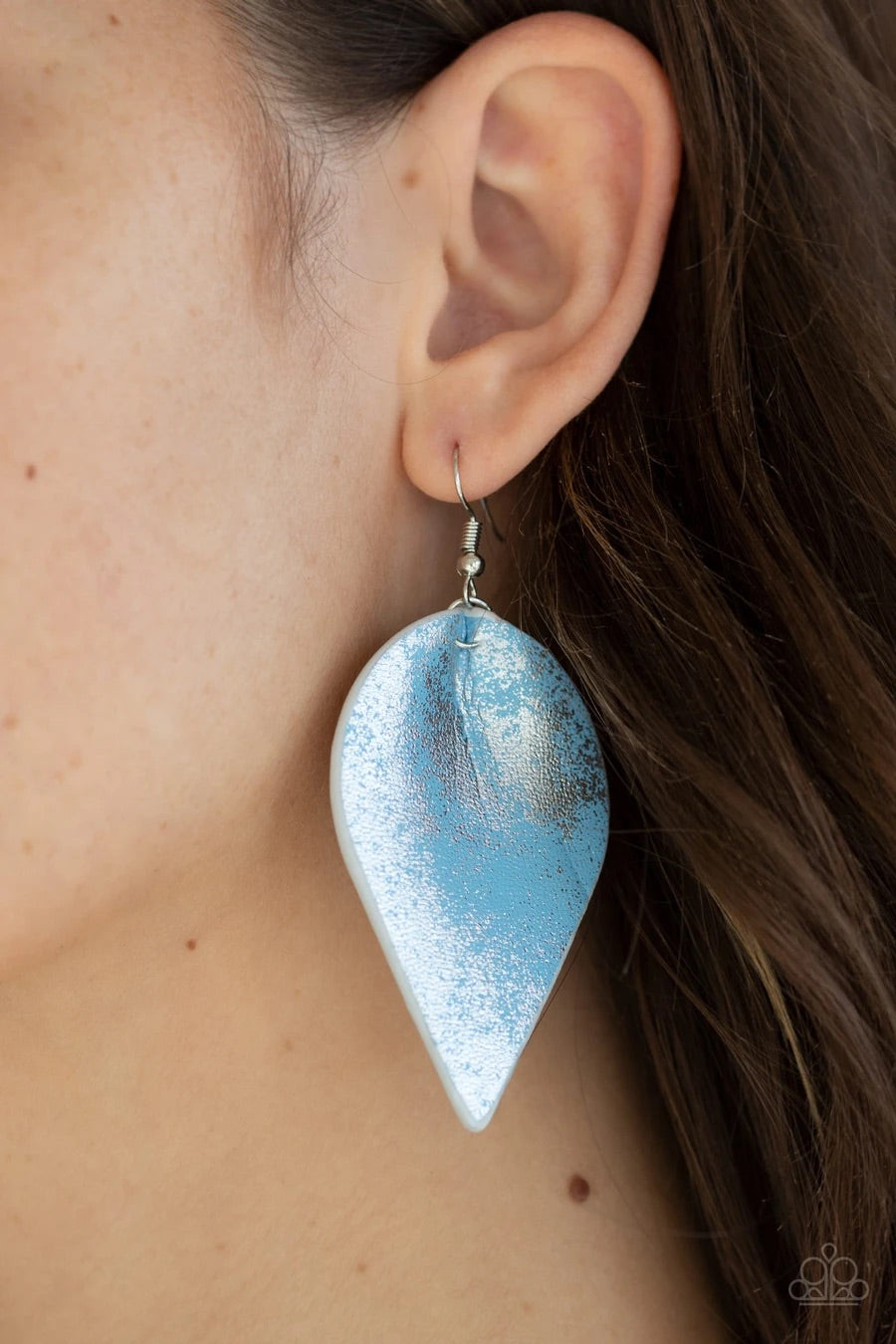 Earrings - Enchanted Shimmer - Blue Leather